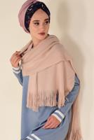 Tesettür giyim MAVİ  ALVİNA ETEK UCU FIRFIRLI TRİKO TUNİK 4510