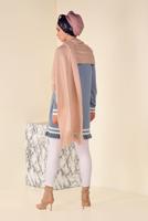 Tesettür giyim MAVİ  ALVİNA ETEK UCU FIRFIRLI TRİKO TUNİK 4510