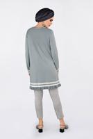 Tesettür giyim GRİ  ALVİNA ETEK UCU FIRFIRLI TRİKO TUNİK 4510
