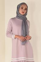 Tesettür giyim PUDRA  ALVİNA ETEK UCU FIRFIRLI TRİKO TUNİK 4510