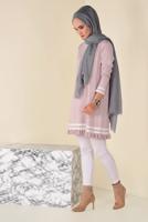 Tesettür giyim PUDRA  ALVİNA ETEK UCU FIRFIRLI TRİKO TUNİK 4510