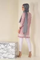 Tesettür giyim PUDRA  ALVİNA ETEK UCU FIRFIRLI TRİKO TUNİK 4510