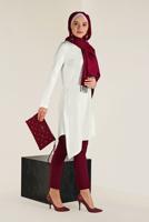 Tesettür giyim KREM ALVİNA ASİMETRİK KESİM TRİKO TUNİK 4526