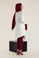 Tesettür giyim KREM ALVİNA ASİMETRİK KESİM TRİKO TUNİK 4526