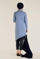 Tesettür giyim MAVİ ALVİNA ASİMETRİK KESİM TRİKO TUNİK 4526