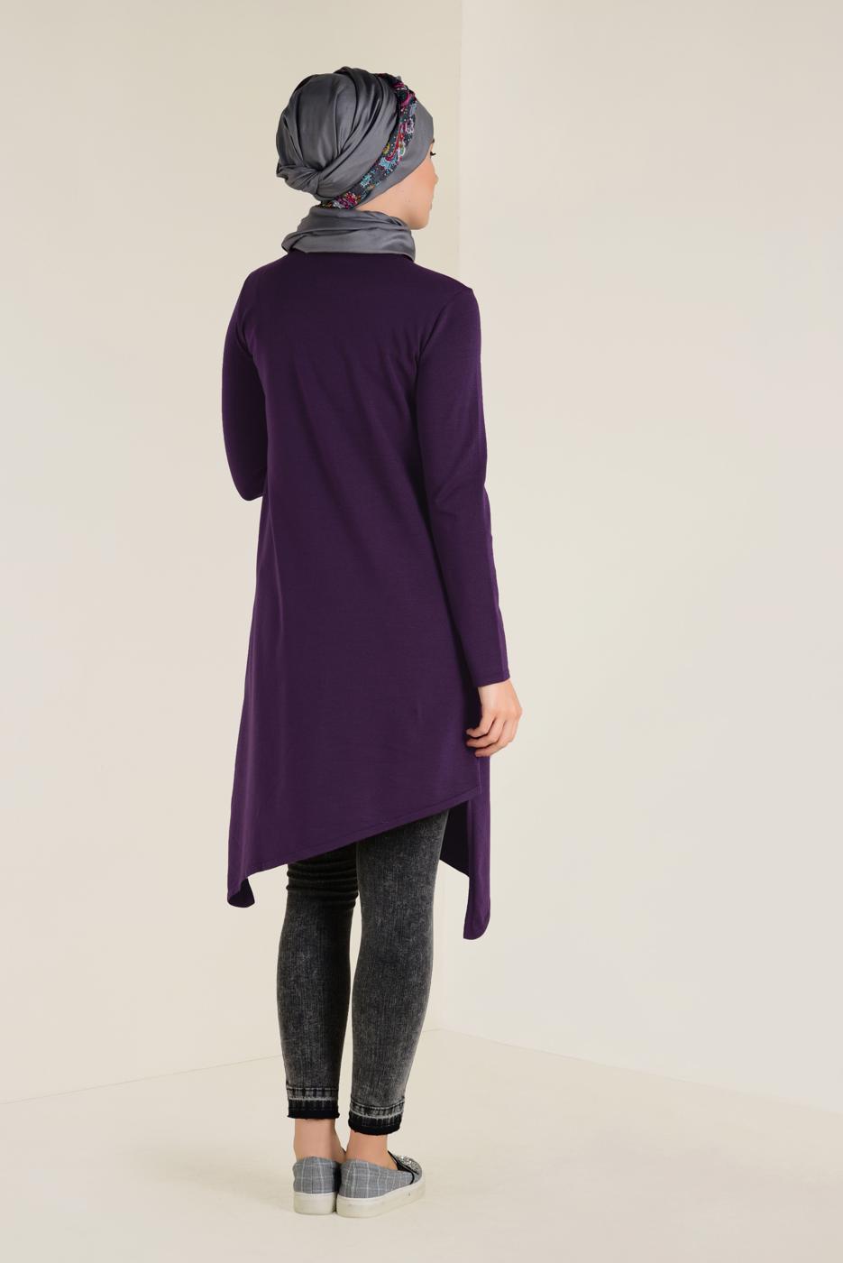 Tesettür giyim MÜRDÜM ALVİNA ASİMETRİK KESİM TRİKO TUNİK 4526