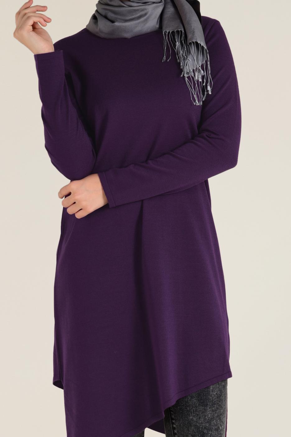 Tesettür giyim MÜRDÜM ALVİNA ASİMETRİK KESİM TRİKO TUNİK 4526