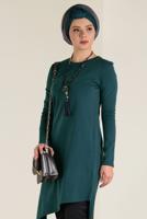 Tesettür giyim MAVİ ALVİNA ASİMETRİK KESİM TRİKO TUNİK 4526