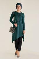 Tesettür giyim MAVİ ALVİNA ASİMETRİK KESİM TRİKO TUNİK 4526