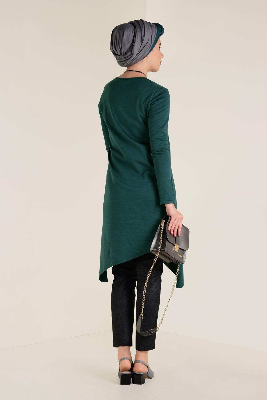 Tesettür giyim MAVİ ALVİNA ASİMETRİK KESİM TRİKO TUNİK 4526