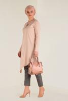 Tesettür giyim PUDRA ALVİNA ASİMETRİK KESİM TRİKO TUNİK 4526