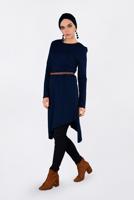 Tesettür giyim LACİVERT ALVİNA ASİMETRİK KESİM TRİKO TUNİK 4526