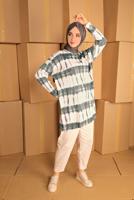 Vêtements hijab BLANC TUNIQUE EN TRICOT À TIE-DYE 4817