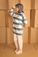 Vêtements hijab BLANC TUNIQUE EN TRICOT À TIE-DYE 4817