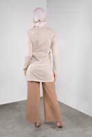 Tesettür giyim BEJ TÜY DESENLİ İNCE TRİKO TUNİK   5046 