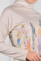 Tesettür giyim BEJ TÜY DESENLİ İNCE TRİKO TUNİK   5046 