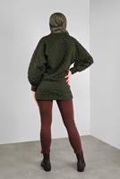 Tesettür giyim HAKİ PONPON DESENLİ  TUNİK 9234 