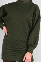 Tesettür giyim HAKİ PONPON DESENLİ  TUNİK 9234 