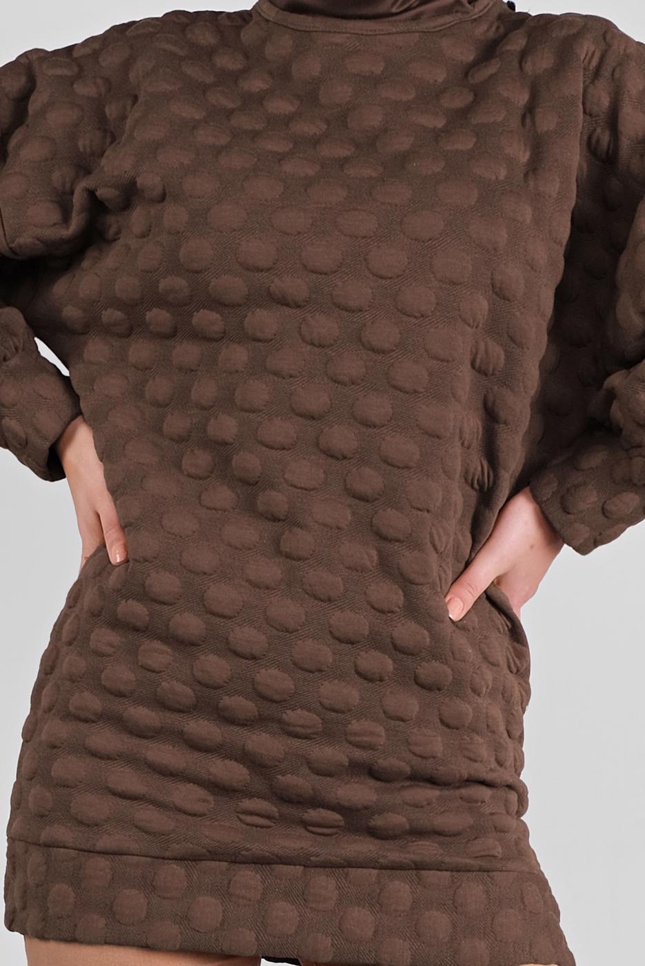 Tesettür giyim TABA PONPON DESENLİ  TUNİK 9234 