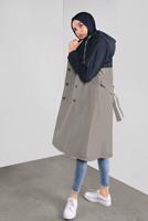 Vêtements hijab BLEU MARINE TRENCH-COAT AVEC CEINTURE 06001 