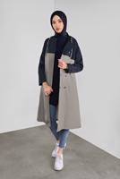 Vêtements hijab BLEU MARINE TRENCH-COAT AVEC CEINTURE 06001 