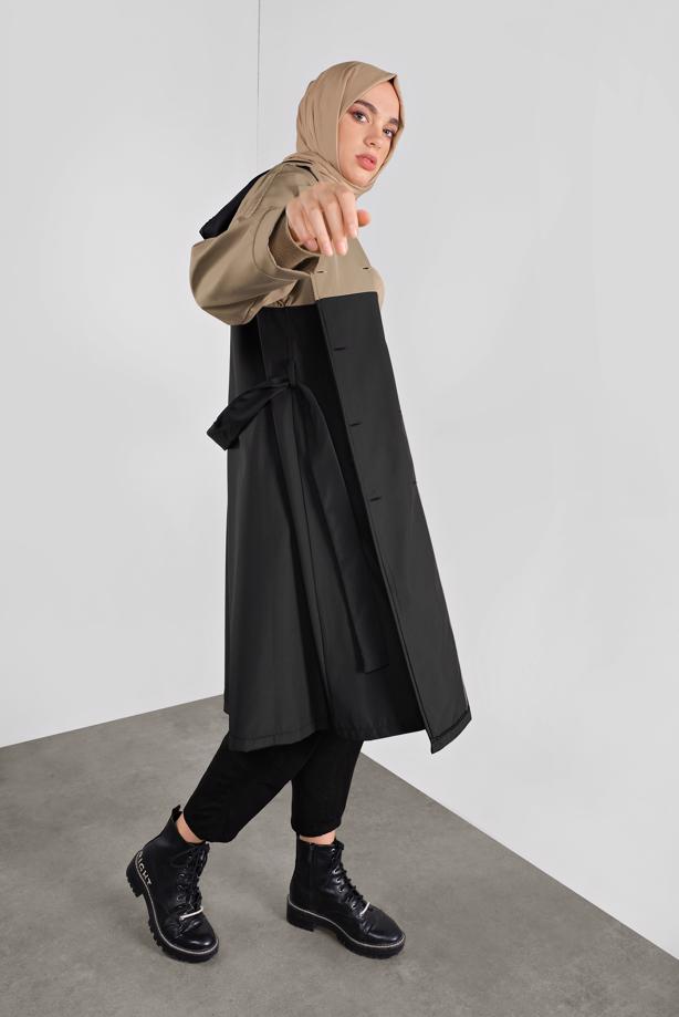 Vêtements hijab  BELTED TRENCH-COAT 06001  - TRENDTESETTÜR