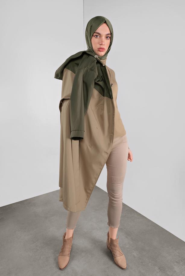 Vêtements hijab  BELTED TRENCH-COAT 06001  - TRENDTESETTÜR
