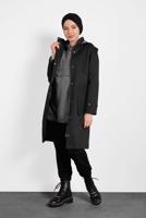 Tesettür giyim SİYAH ALVİNA KAPÜŞONLU SPOR TRENÇKOT 10012