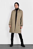 Tesettür giyim KAHVE ALVİNA KAPÜŞONLU SPOR TRENÇKOT 10012