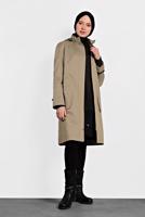 Tesettür giyim KAHVE ALVİNA KAPÜŞONLU SPOR TRENÇKOT 10012