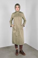 Hijab clothing BROWN ALVINA HOODED TRENCH-COAT 10014