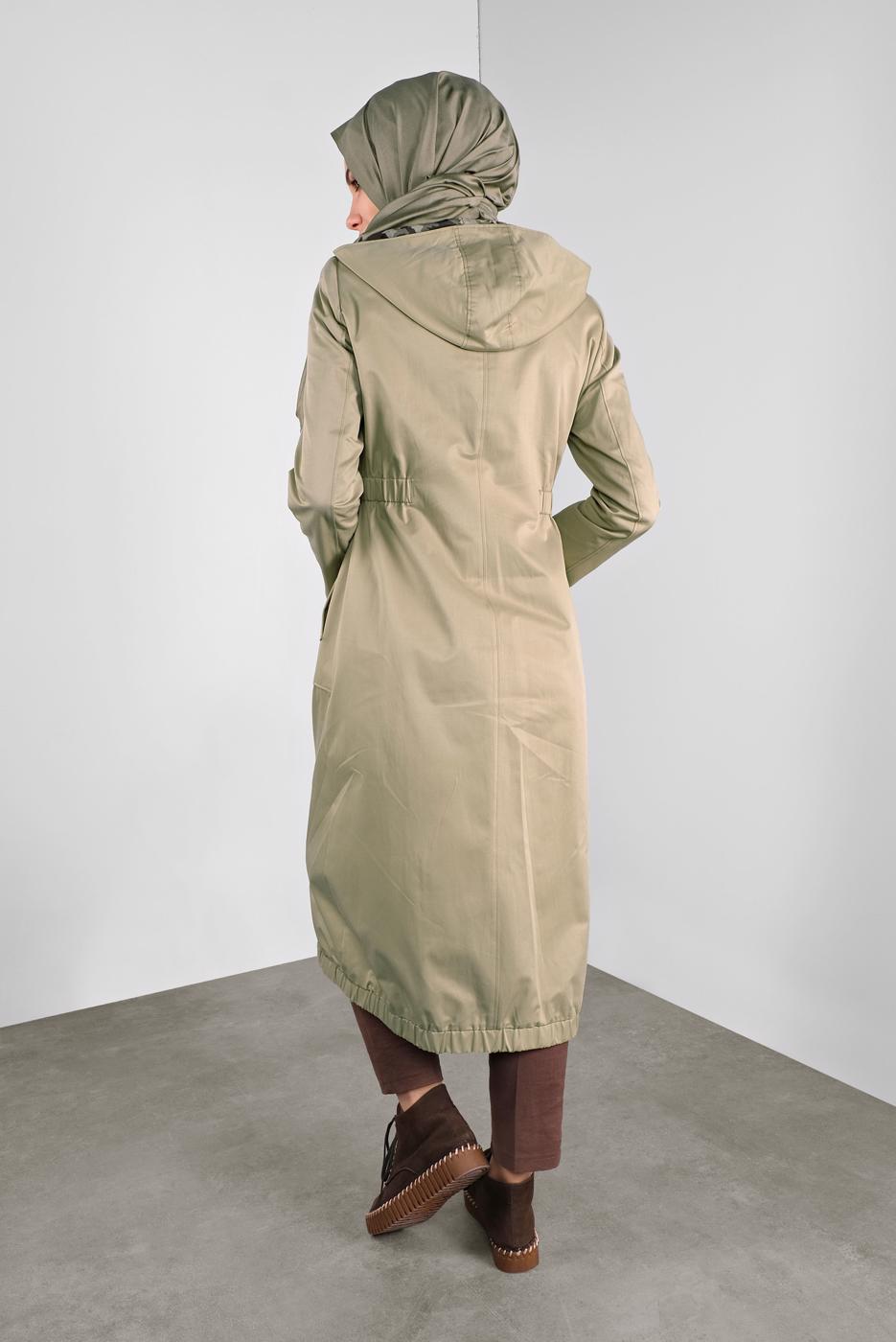 Hijab clothing BROWN ALVINA HOODED TRENCH-COAT 10014