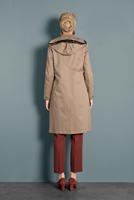 Tesettür giyim KAHVE ALVİNA CEPLERİ PULLU KAPÜŞONLU TRENÇKOT 10125