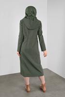 Tesettür giyim HAKİ ALVİNA CEPLİ DÜĞMELİ TRENÇKOT 10135