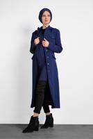 Tesettür giyim LACİVERT ALVİNA CEPLİ DÜĞMELİ TRENÇKOT 10135