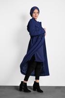 Tesettür giyim LACİVERT ALVİNA CEPLİ DÜĞMELİ TRENÇKOT 10135