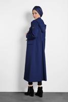 Tesettür giyim LACİVERT ALVİNA CEPLİ DÜĞMELİ TRENÇKOT 10135
