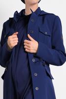 Tesettür giyim LACİVERT ALVİNA CEPLİ DÜĞMELİ TRENÇKOT 10135