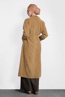 Tesettür giyim KAHVE ALVİNA DÜĞMELİ KUŞAKLI KADİFE TRENÇKOT 10139