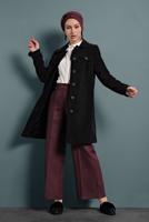 Hijab clothing BLACK ALVINA CORDUROY TRENCH-COAT 10140