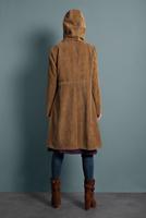 Tesettür giyim TABA  ALVİNA FİTİLLİ KADİFE CEPLİ TRENÇKOT 10141