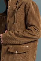 Tesettür giyim TABA  ALVİNA FİTİLLİ KADİFE CEPLİ TRENÇKOT 10141