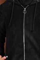 Tesettür giyim SİYAH ALVİNA  FİTİLLİ KADİFE KAPÜŞONLU TRENÇKOT 10142