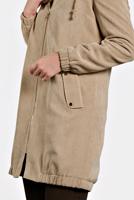 Tesettür giyim BEJ ALVİNA  FİTİLLİ KADİFE KAPÜŞONLU TRENÇKOT 10142