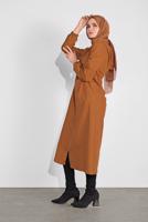 Vêtements hijab TABA TRENCH-COAT ZIPPÉ TAILLE-NOUÉE AVEC CAPUCHE 0715 