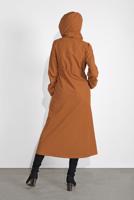 Vêtements hijab TABA TRENCH-COAT ZIPPÉ TAILLE-NOUÉE AVEC CAPUCHE 0715 