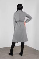 Hijab clothing BLACK BUTTONED HOUNDSTOOTH COTTON TRENCH-COAT 5755