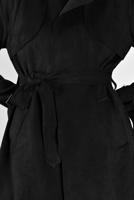 Tesettür giyim SİYAH BELİ KUŞAKLI SÜET TRENÇKOT 7107