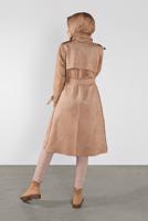 Tesettür giyim KAHVE BELİ KUŞAKLI SÜET TRENÇKOT 7107