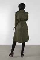 Hijab clothing KHAKI BELT DETAIL SUEDE TRENCH COAT 7107
